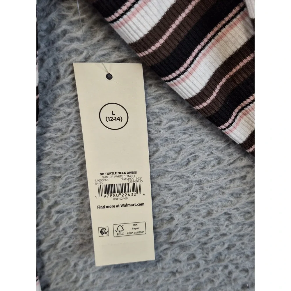 No Boundaries Knit‎ Sweater Dress Womens L Multi Striped Long Sleeve Turtleneck